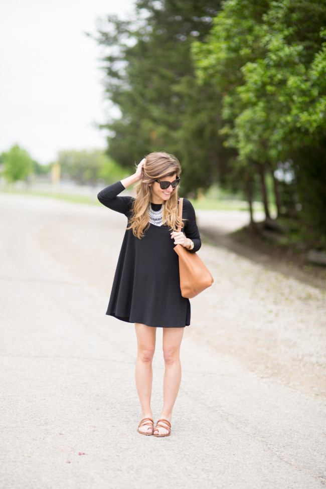 Wear a Black Long Sleeve Swing Dress