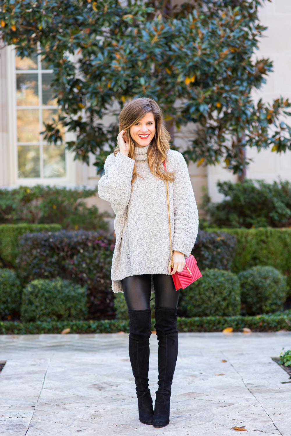 long sweater leggings and boots