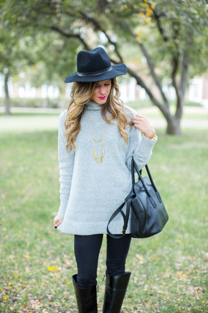 Easy Fall Outfit: Mock Turtleneck and Riding Boots