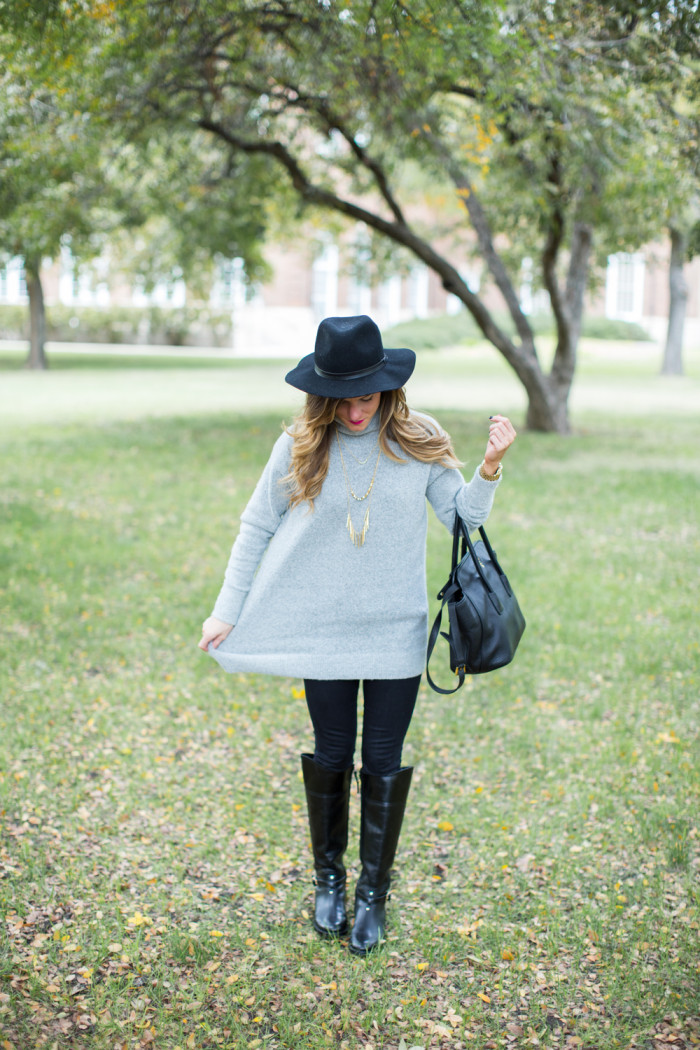 Easy Fall Outfit: Mock Turtleneck and Riding Boots