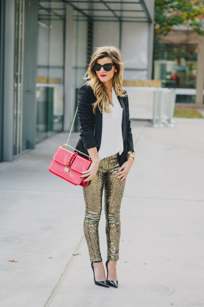 All Black + Sequin Leggings Holiday Look - The Styled Press  Sequin  leggings, Black sequin leggings, Sequins pants outfit