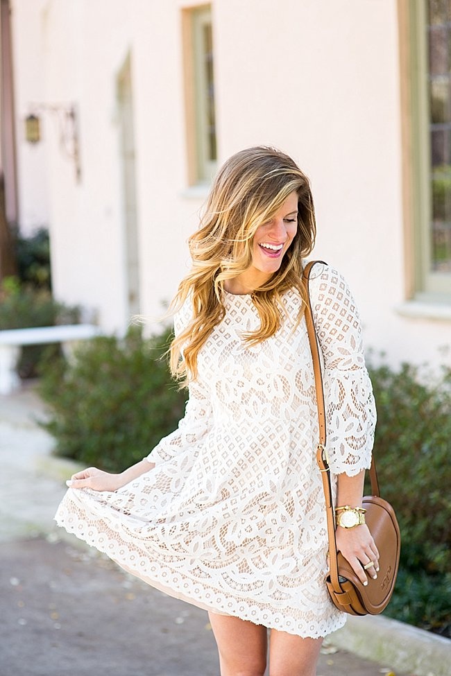 White Lace, Bell Sleeve Dress • BrightonTheDay