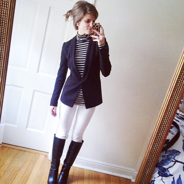 white jeans black boots outfit