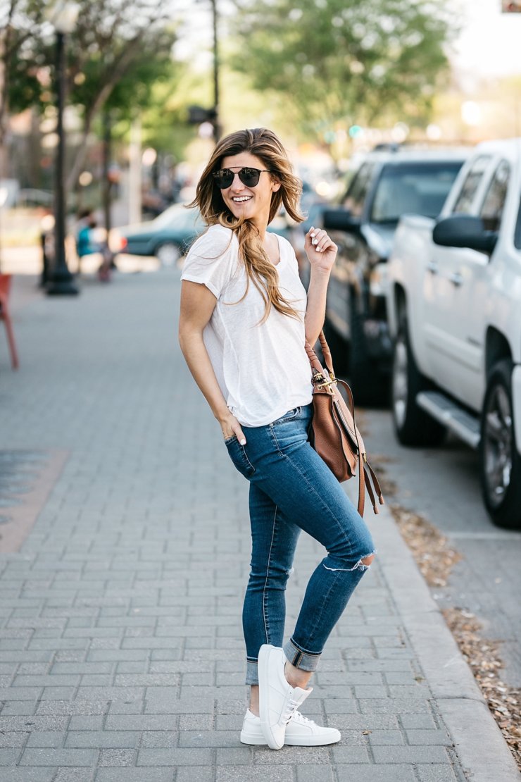 What to wear to a baseball game: Casual Chic Denim & Sneakers