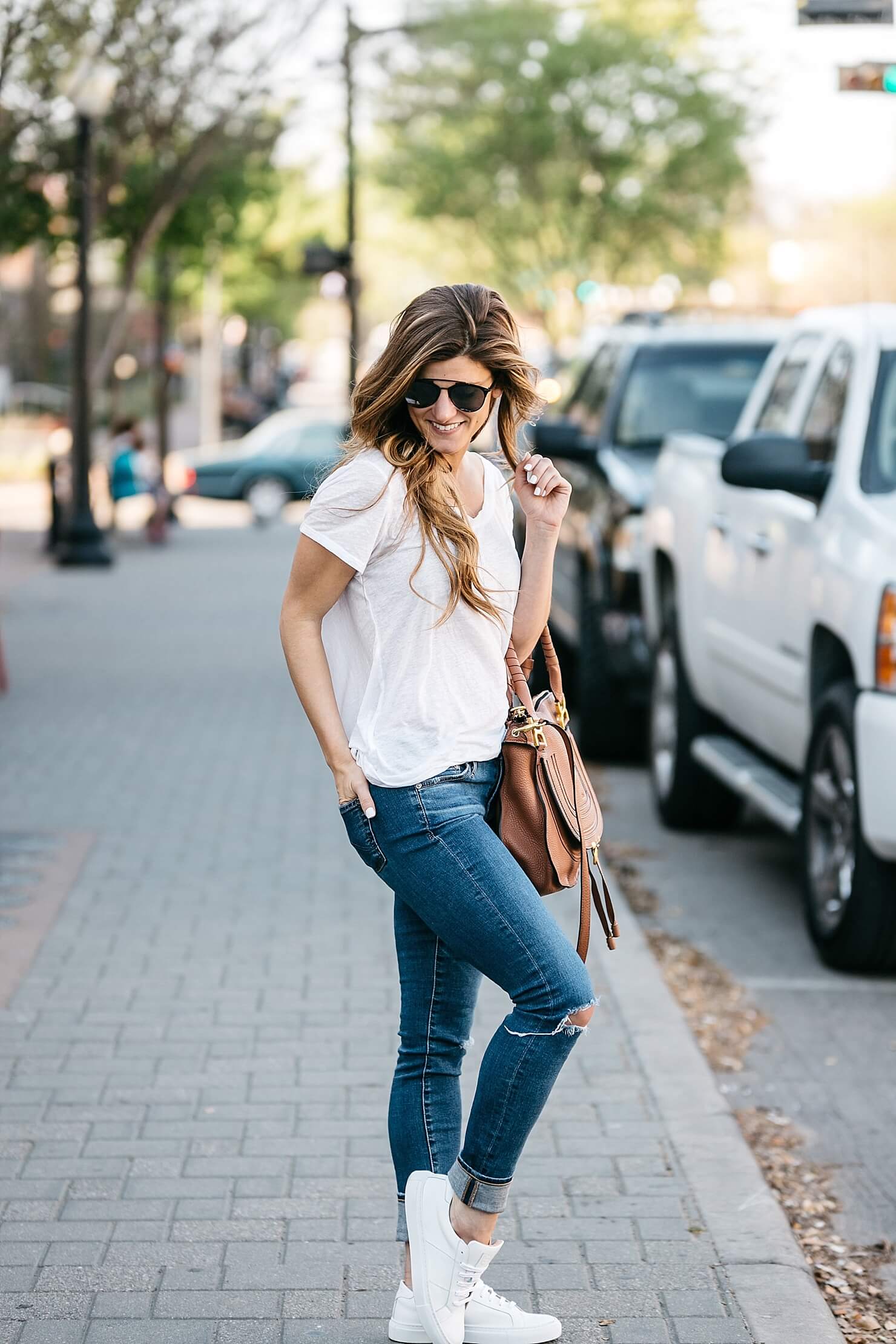 What to wear to a baseball game: Casual Chic Denim & Sneakers