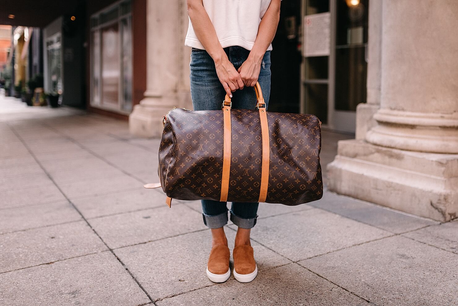 lv duffle bag outfit