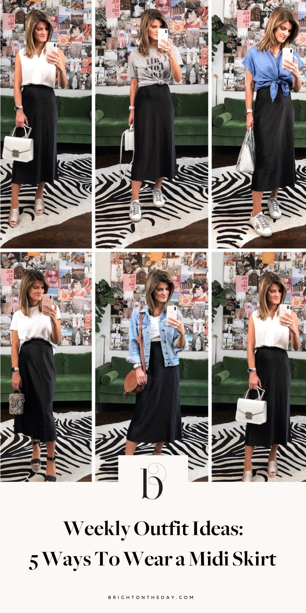 black and white midi skirt outfit