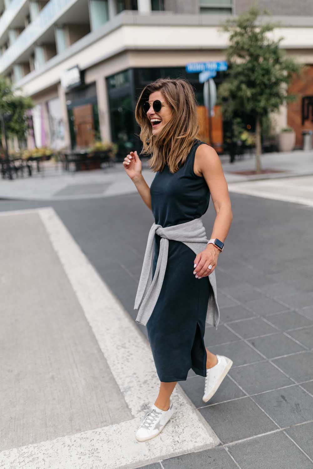 How To Style A Midi Dress With Sneakers 