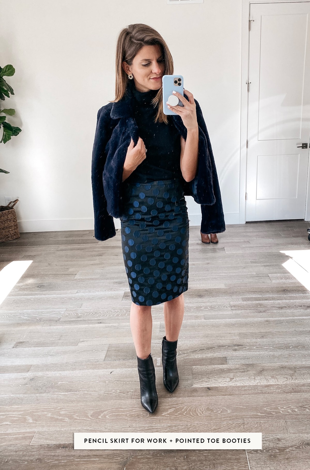 pencil skirt and boots outfit
