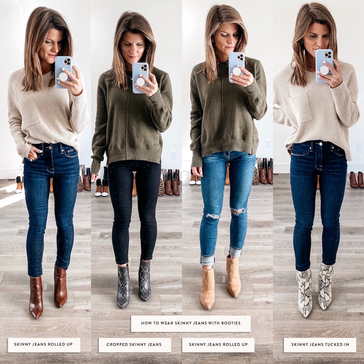 skinny jeans with ankle boots outfits