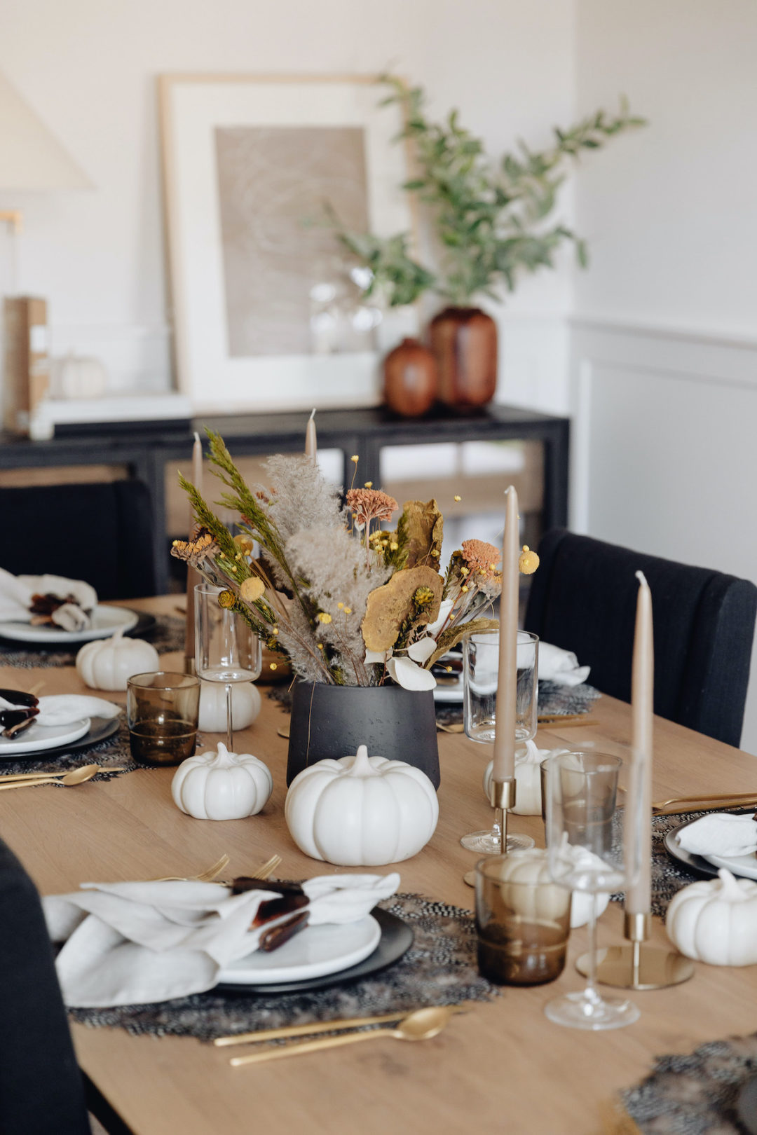 Black, White & Taupe Fall Table • BrightonTheDay