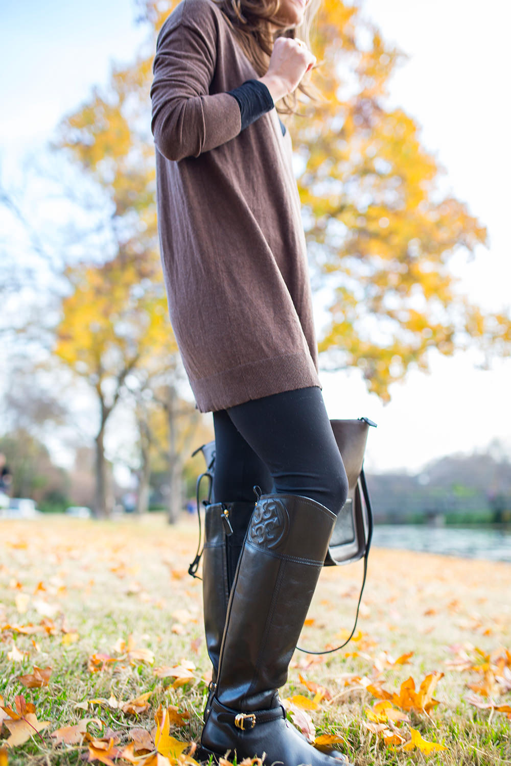 long sweater leggings and boots