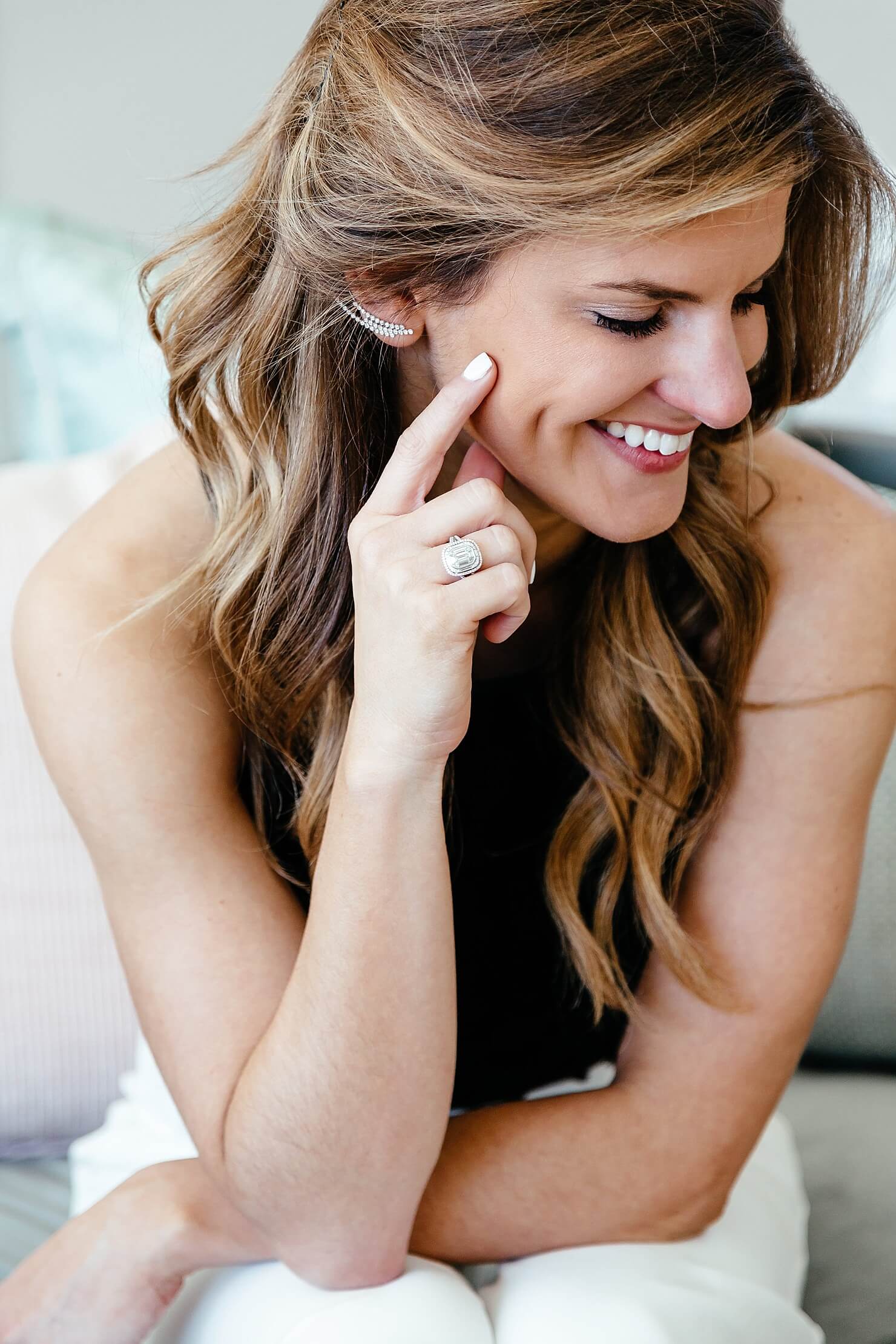 brighton keller wearing simon g. earring and ring 