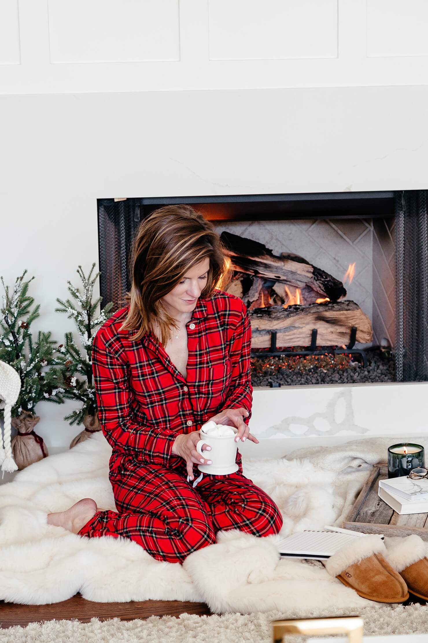 plaid pajama outfit // cozy home decor