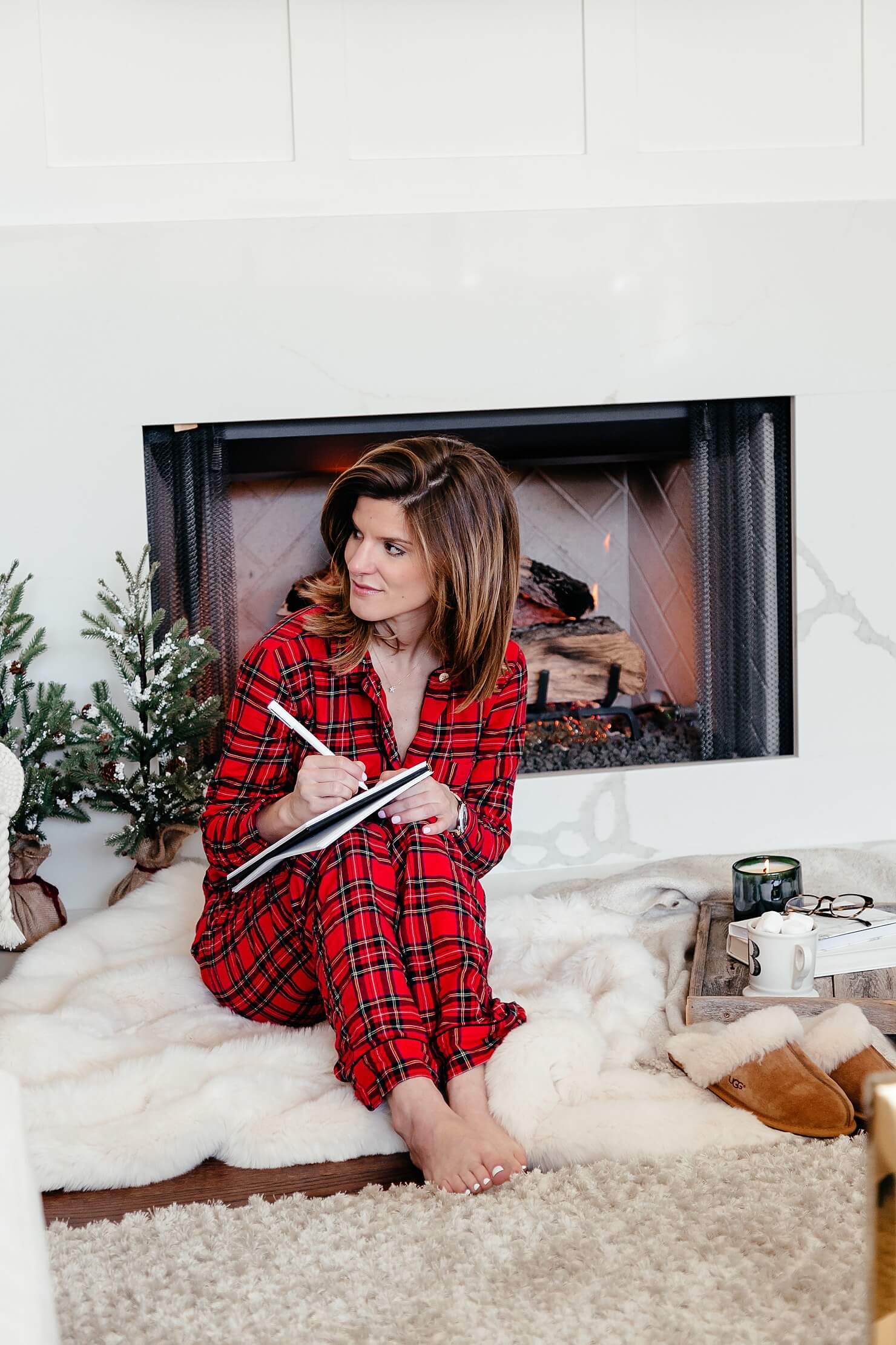 plaid pajama outfit // cozy home decor