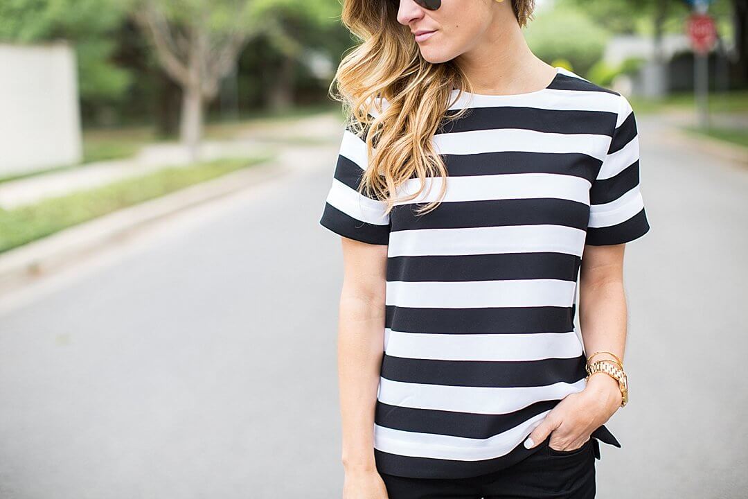 brightontheday wearing Banana Republic Rugby Stripe Crepe Top