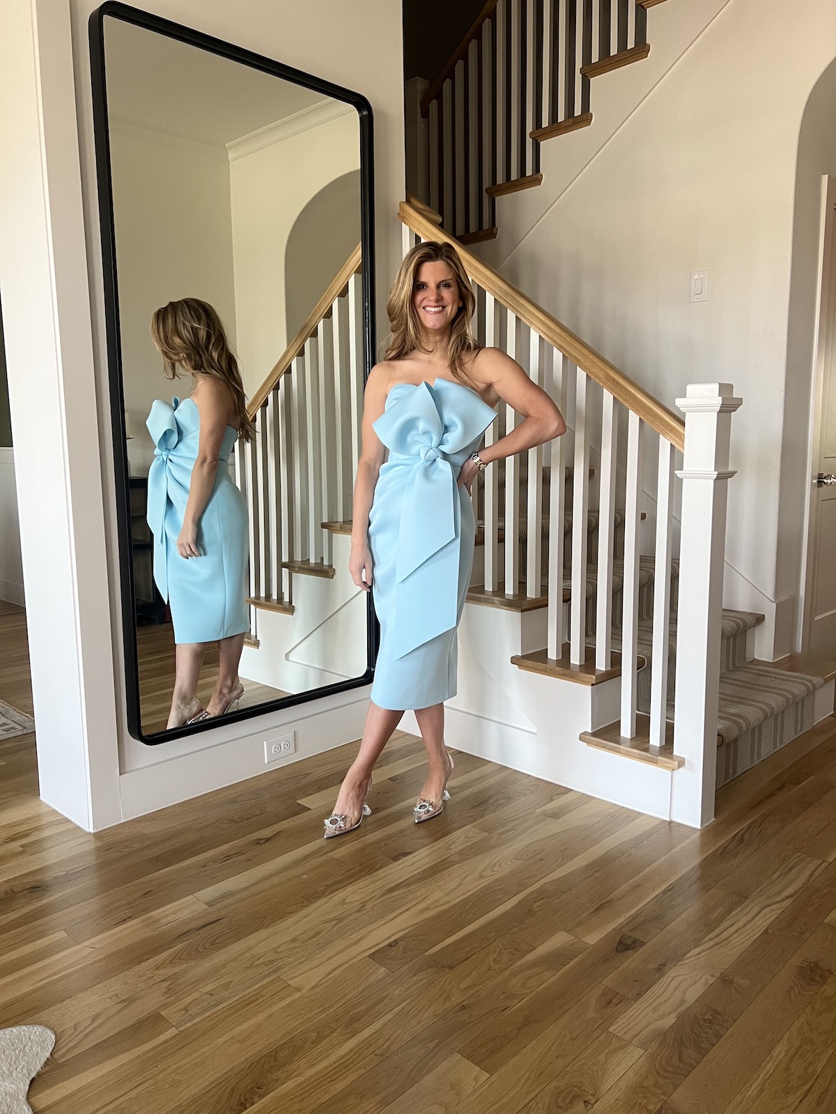 Brighton Butler Spring Wedding Guest Dresses blue bow