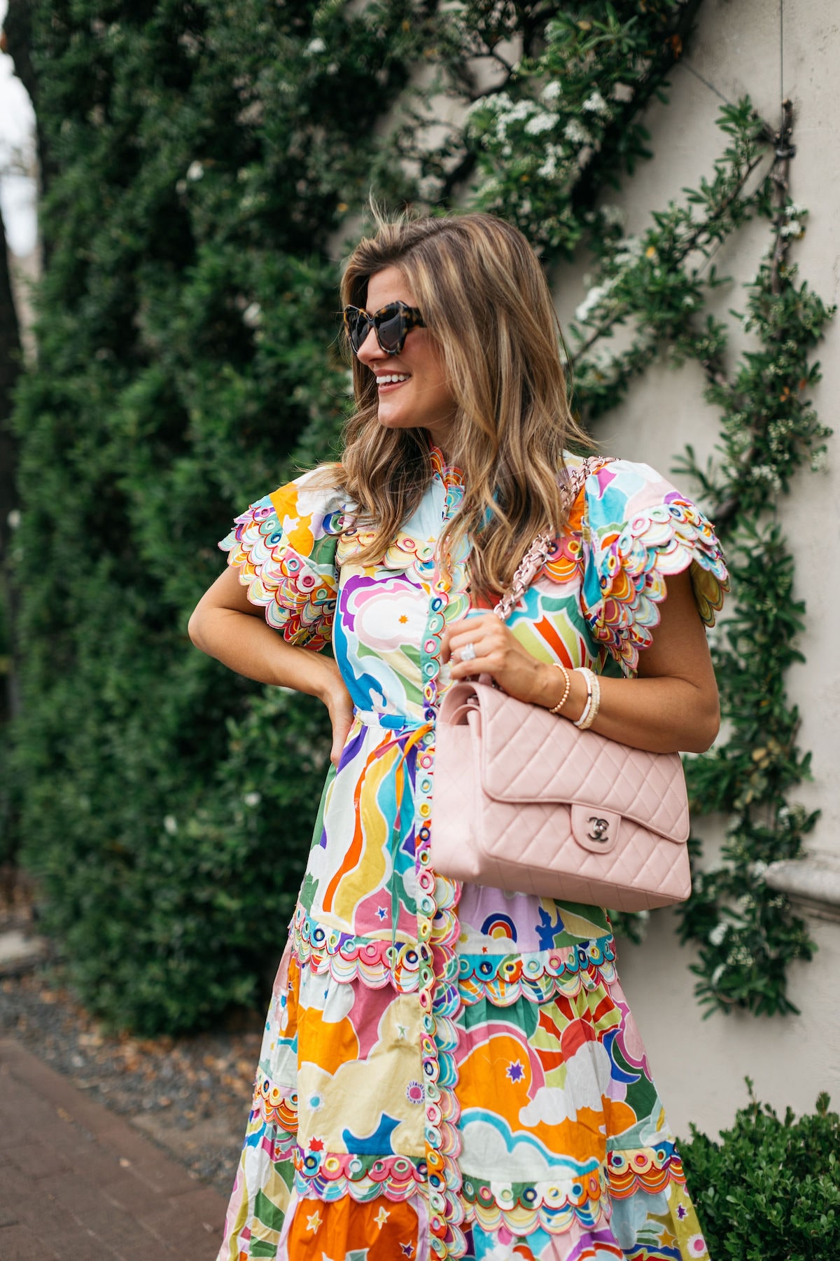 Brighton Butler wearing colorful spring celiab dress1