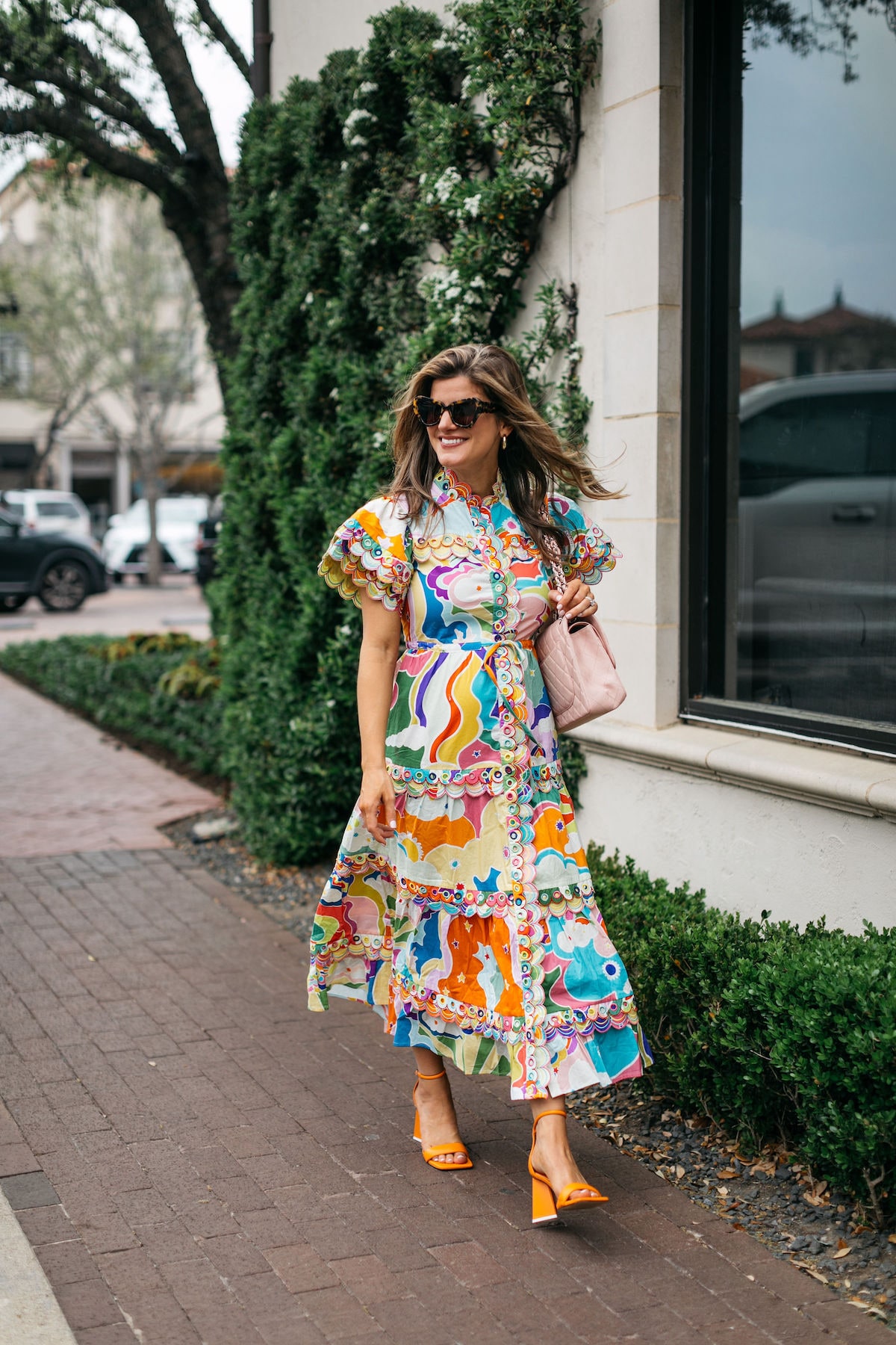 Brighton Butler wearing colorful spring celiab dress1