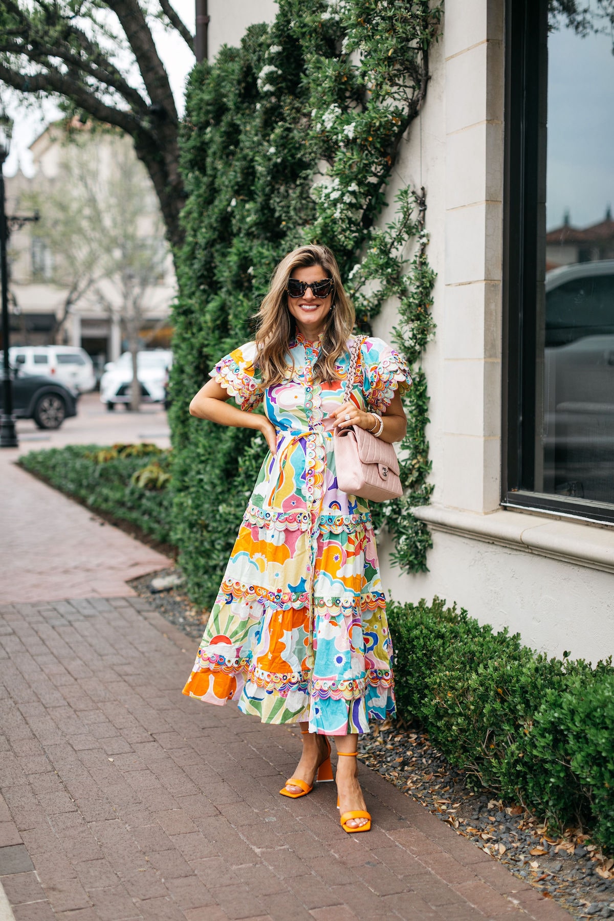 Brighton Butler wearing colorful spring celiab dress1