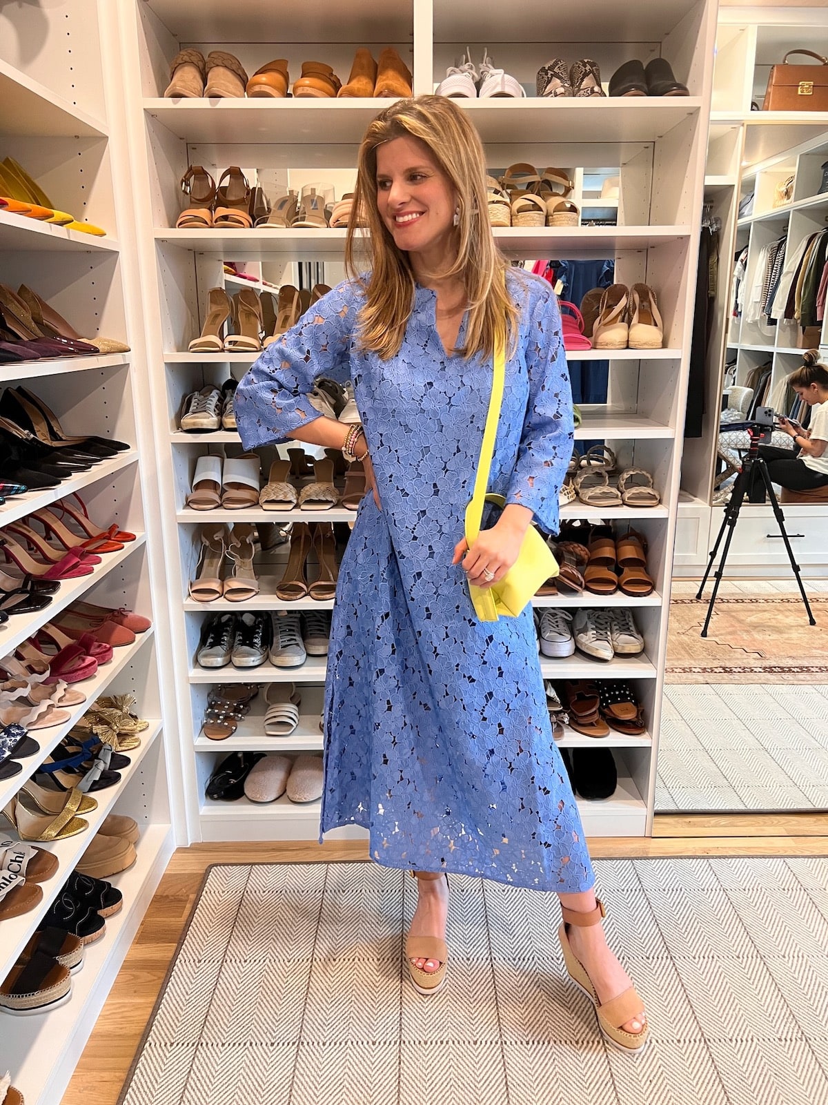 Brighton Butler wearing tuckernuck blue lace maxi easter dress