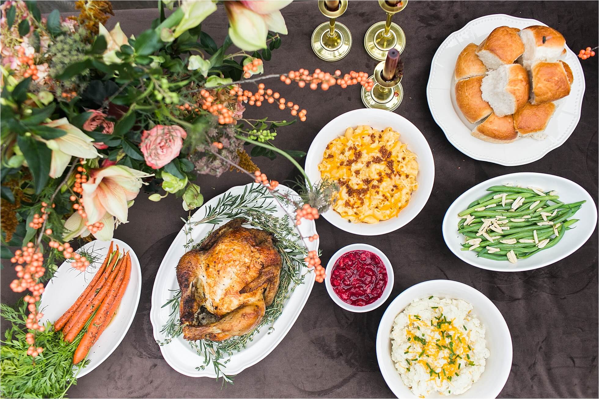 table scape of turkey for thanksgiving