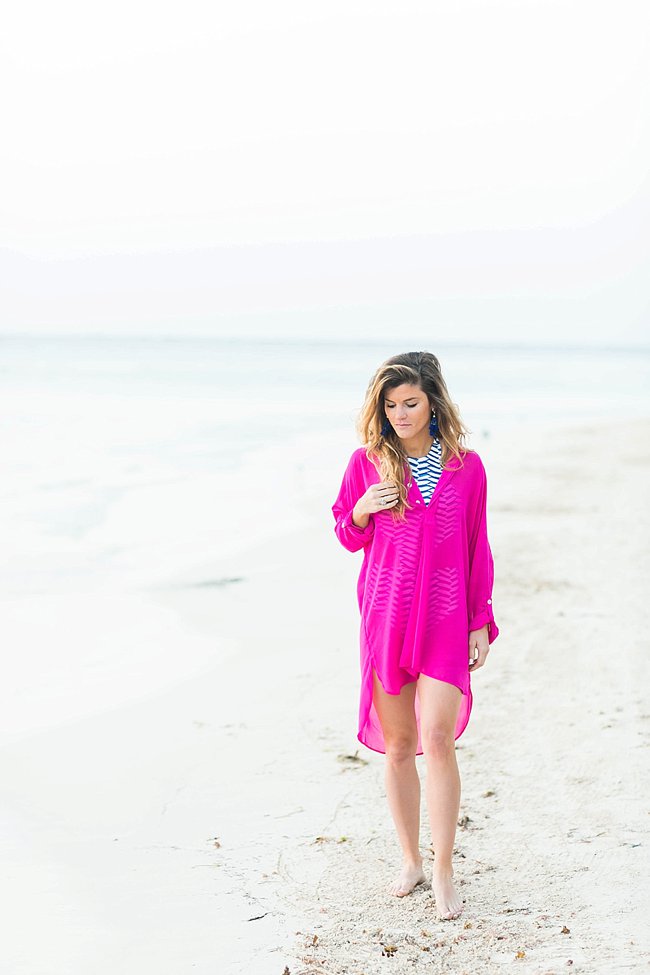 brightontheday wearing shoshanna one piece swimsuit and hot pink chiffon tommy bahama coverup