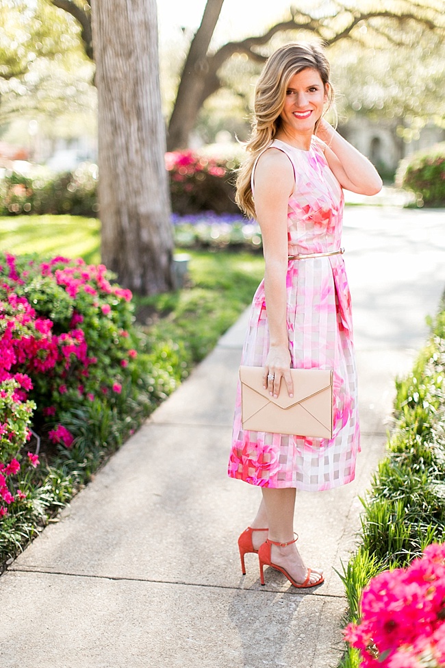 Brighton the day seen wearing Eliza J dress with Rebecca Minkoff leo clutch for a cute Easter outfit 