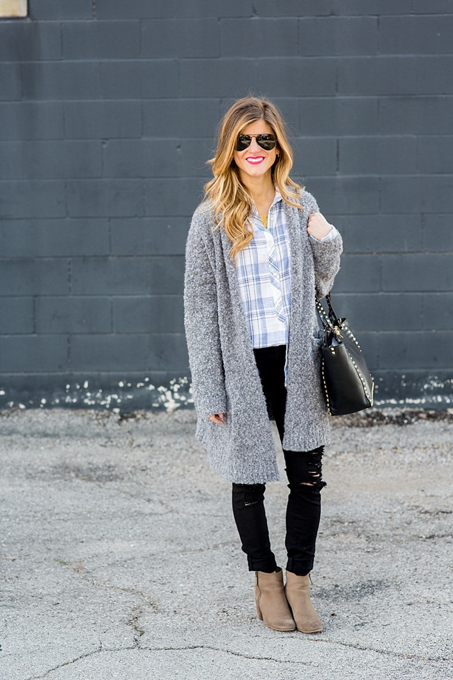 Grey long cardigan outfit on sale