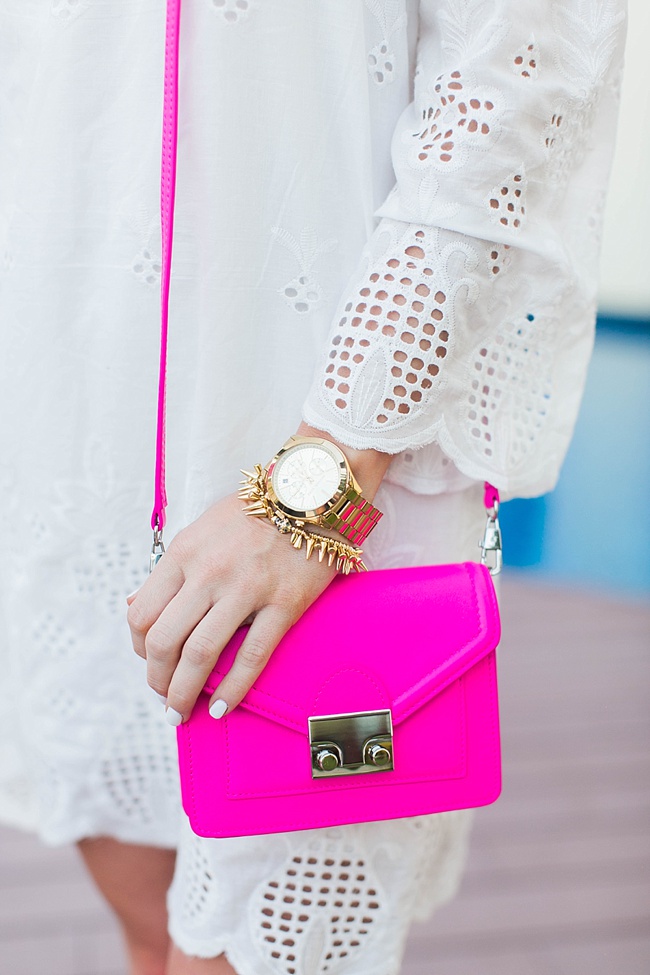 brightontheday detail shot of hot pink Baby Rider Cross Body Bag