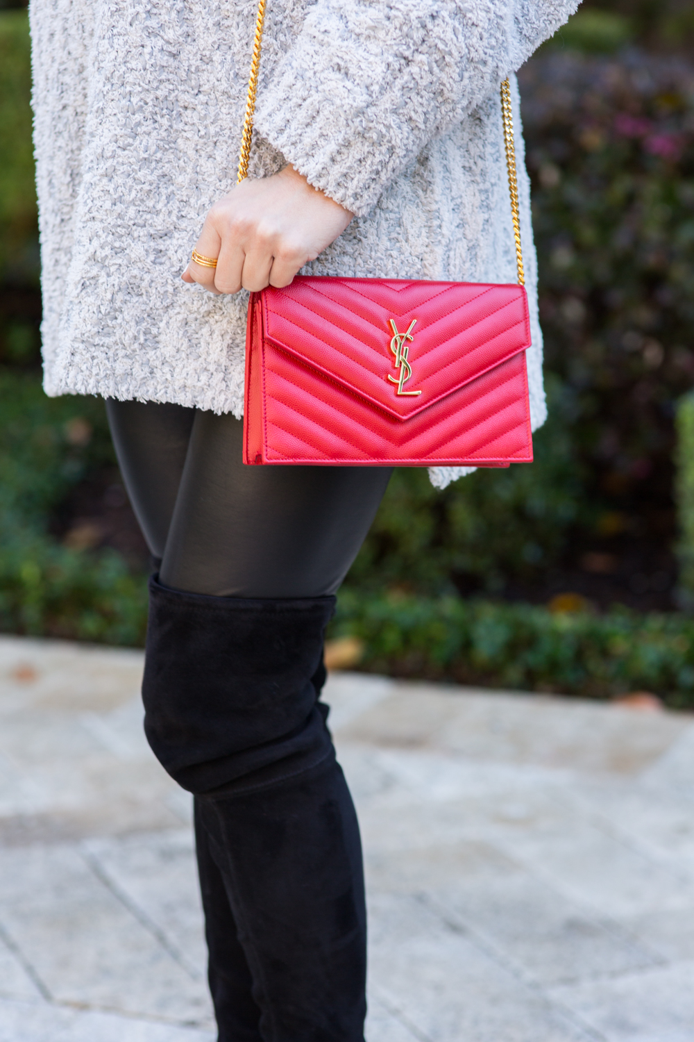 Chunky Oversized Sweater with Fuax Leather Leggings and HIghland Knee High Boots-26