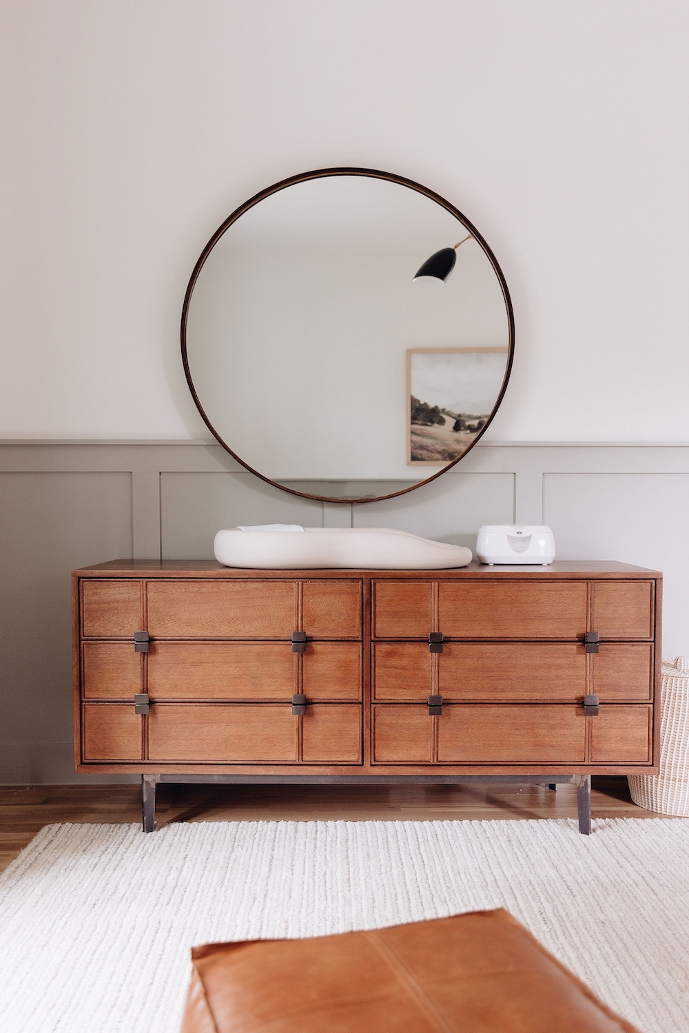 Four nursery round mirror wooden dresser 2