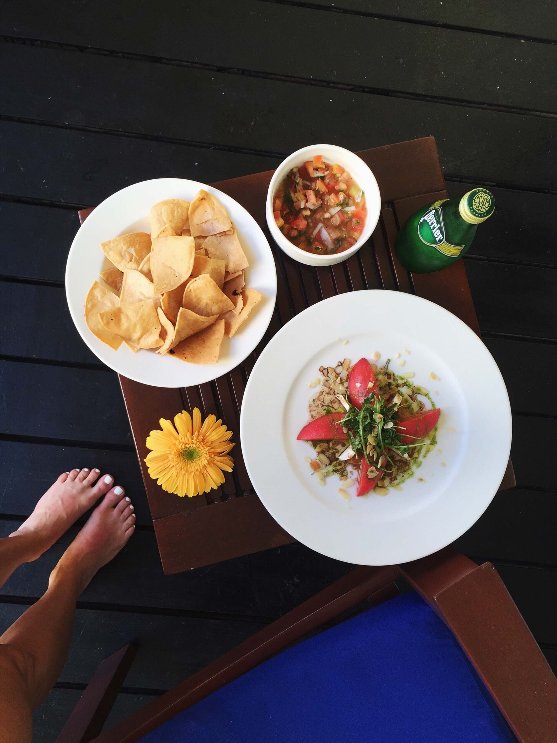 ABOVE: ordered myself a little room service snaky snack with the caprese salad and salsa