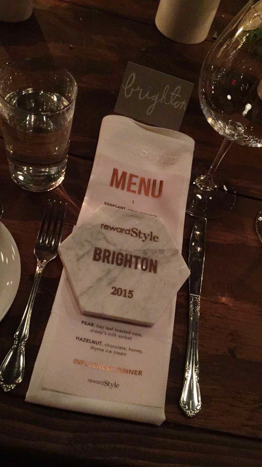 place setting at the reward style dinner 