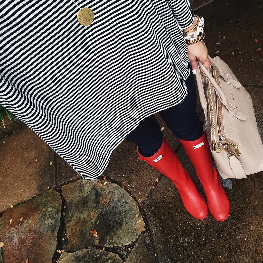 Red Hunter Boots + Stripes