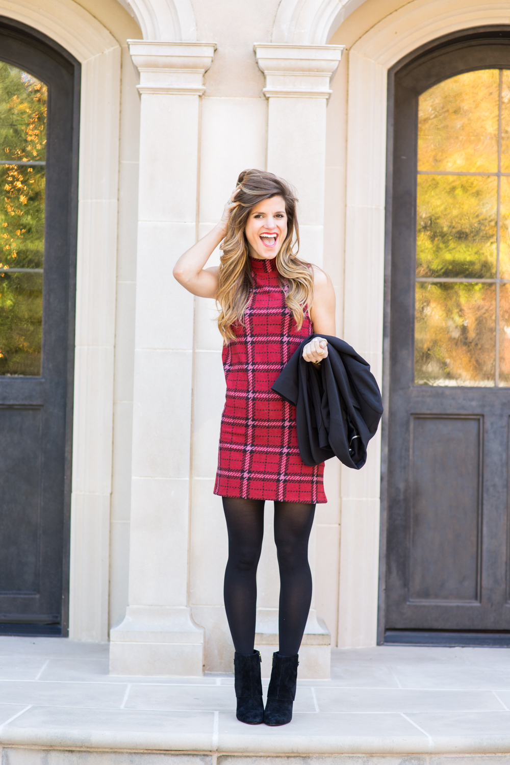 Next tartan dress with tights hotsell