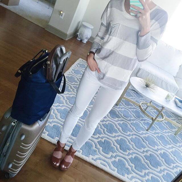 white jeans with grey and white stripes