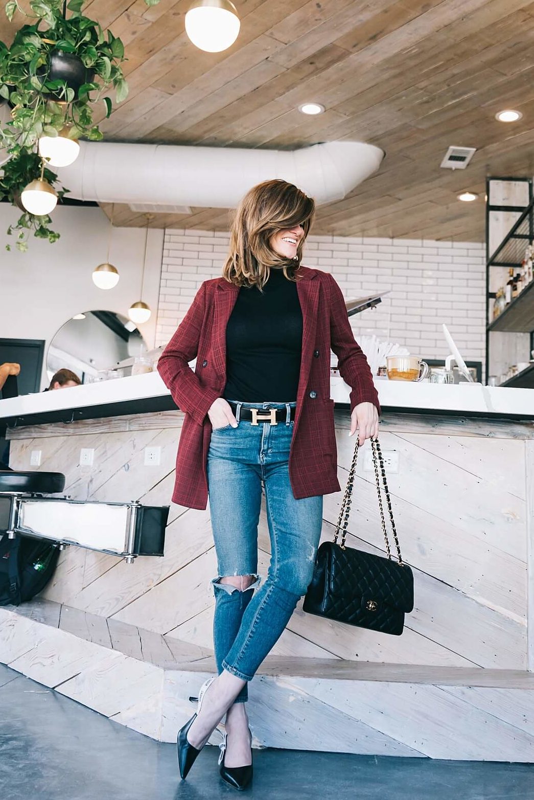 Jeans turtleneck and blazer sale