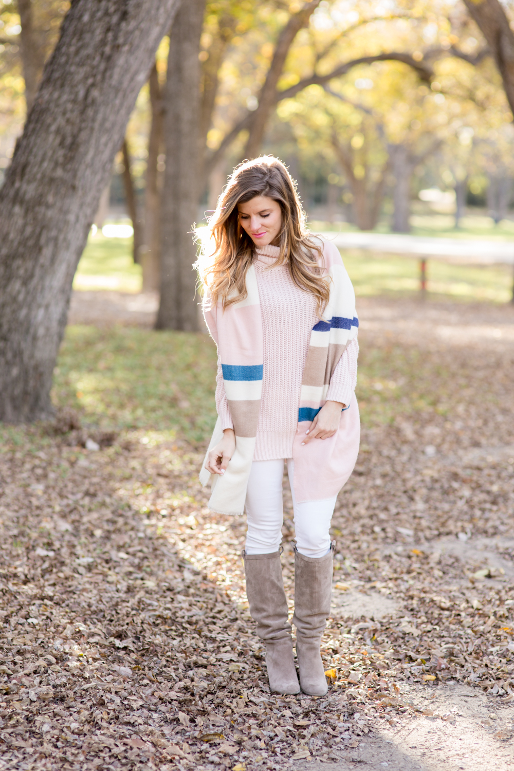 blush sweater with blanket scarf-32