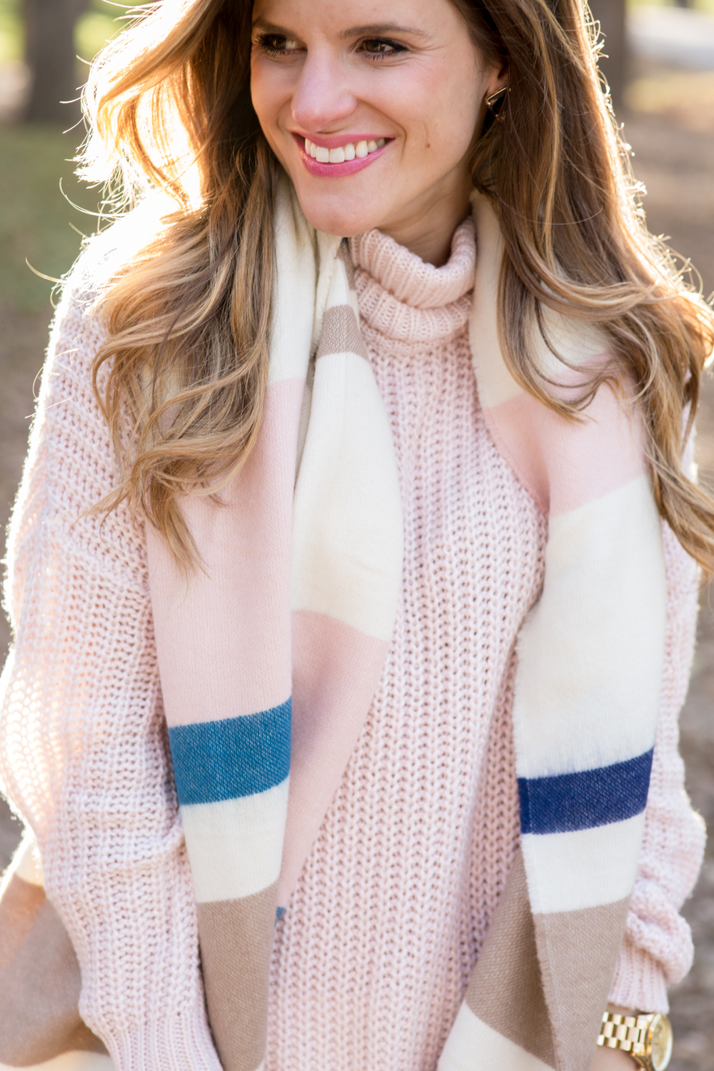 blush sweater with blanket scarf-46