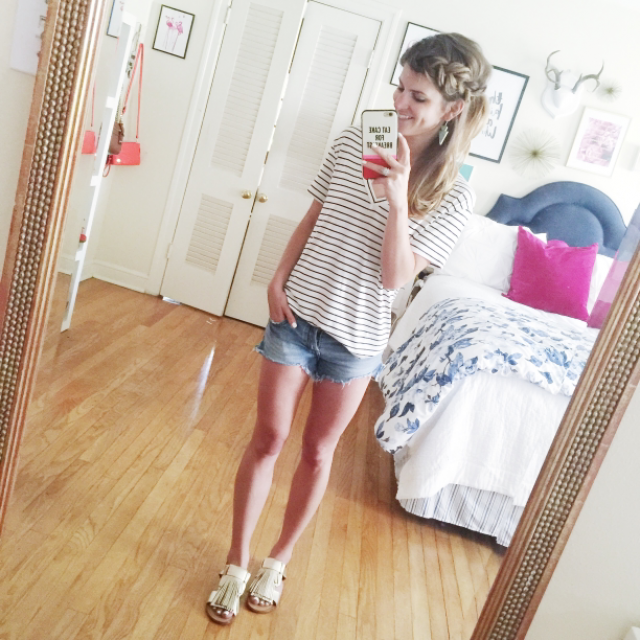braid shorts tripes fringe