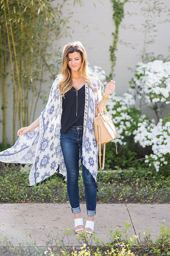 Printed kimono cardigan best sale