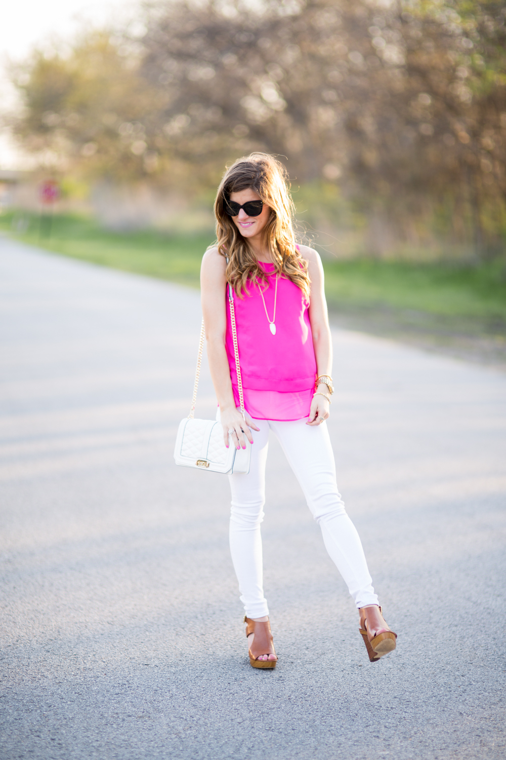 hot pink sleeveless top