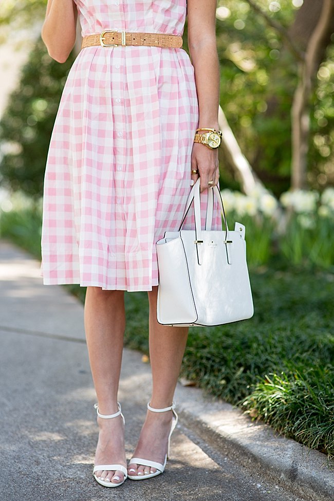 brighton the day pink and white gingham midi dress 16