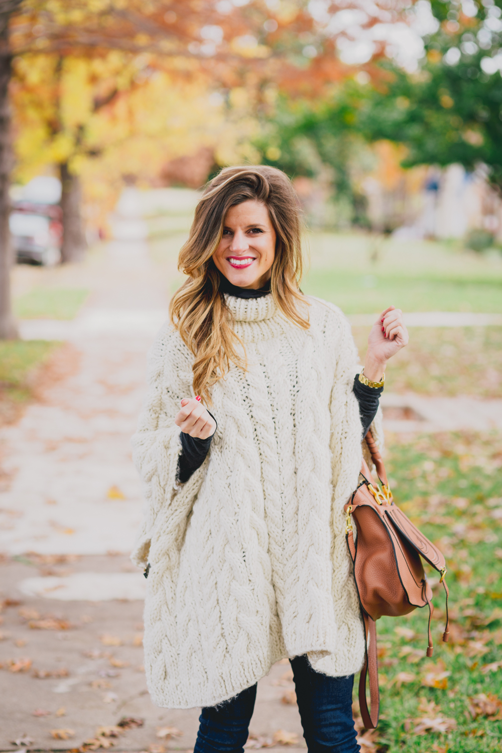 cable knit poncho