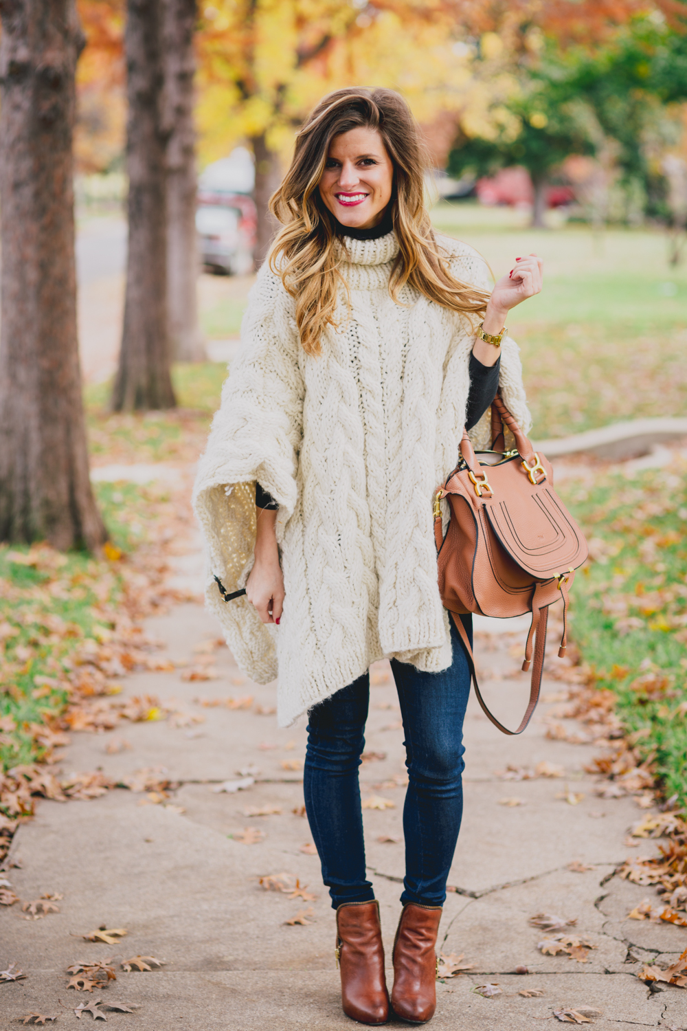 cable knit poncho