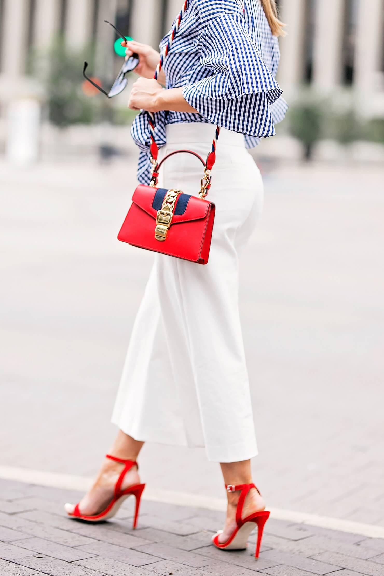 trendy work outfit with gingham