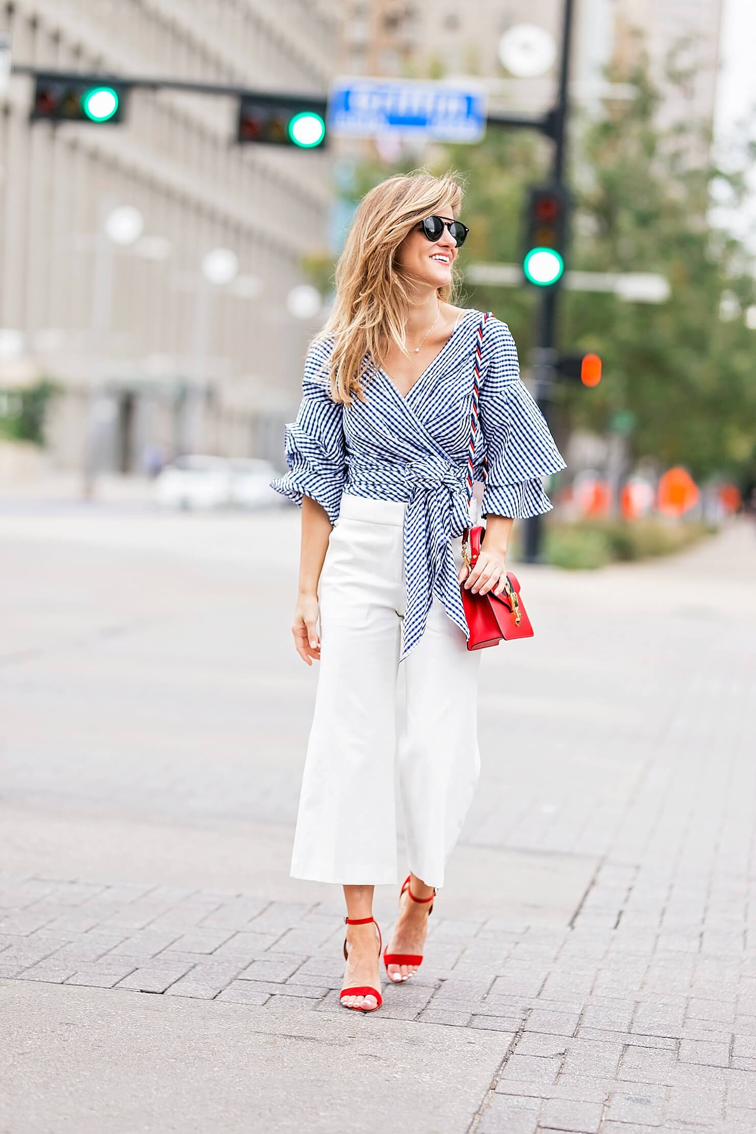 trendy work outfit with gingham