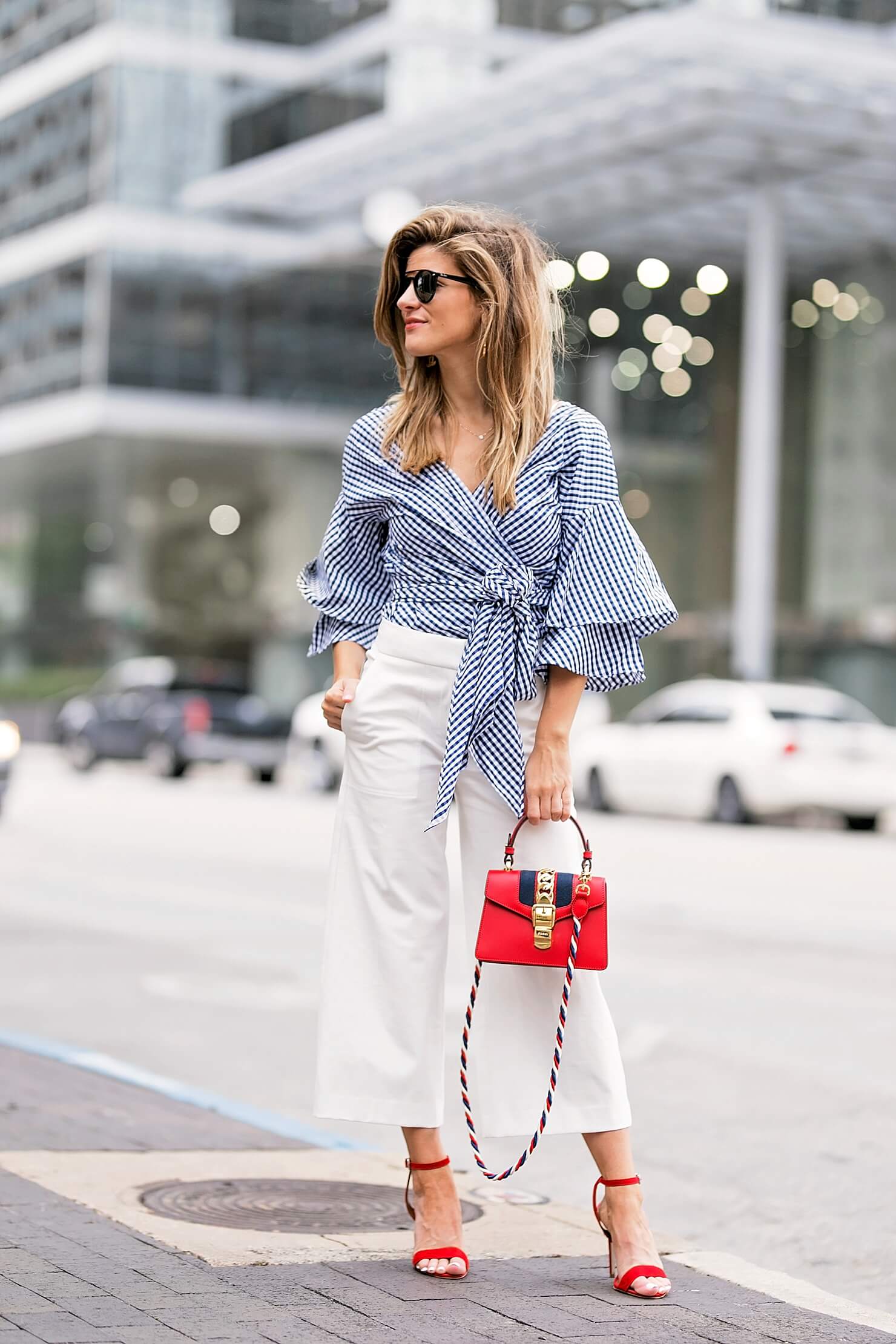 trendy work outfit with gingham