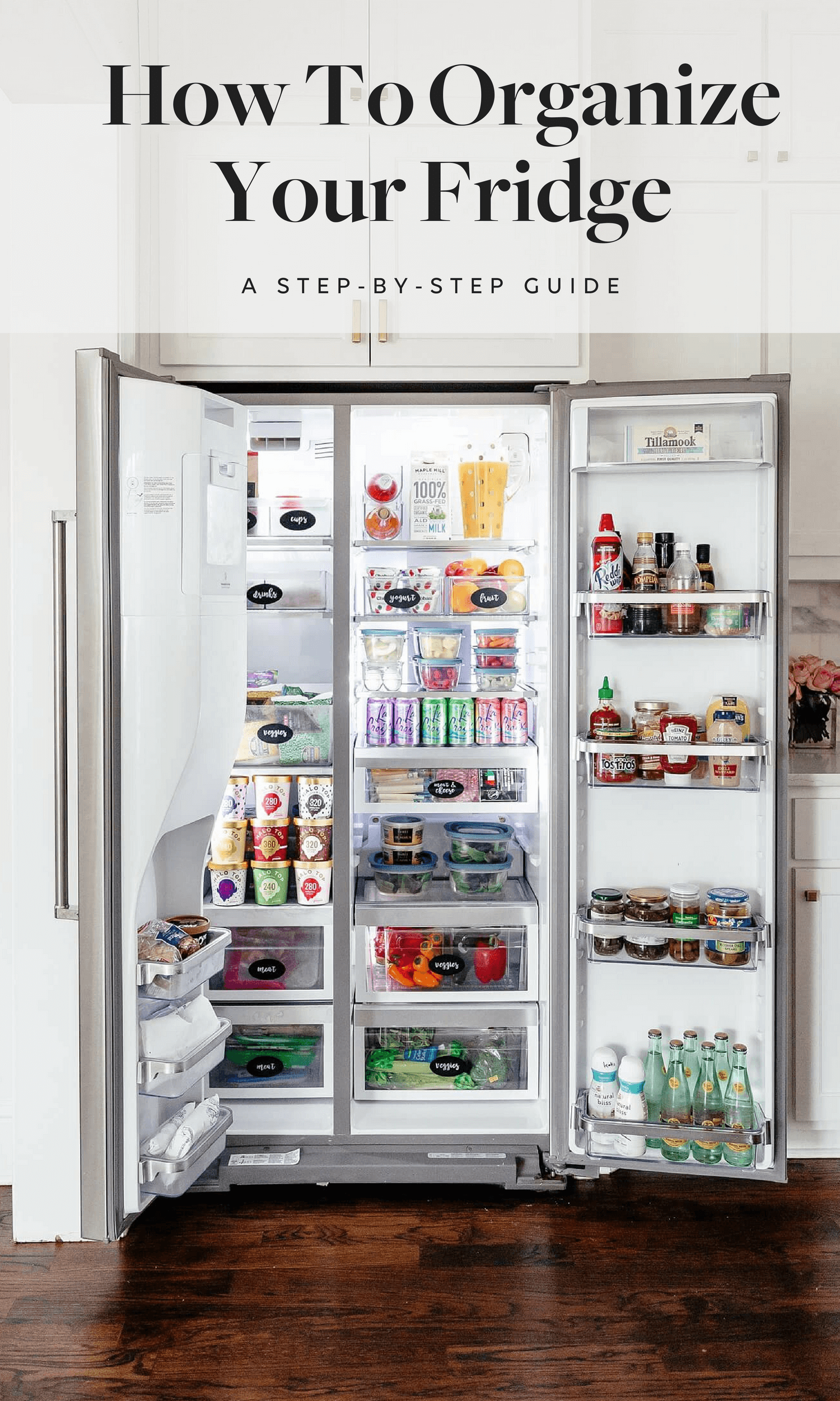 how to organize your fridge pinterest image